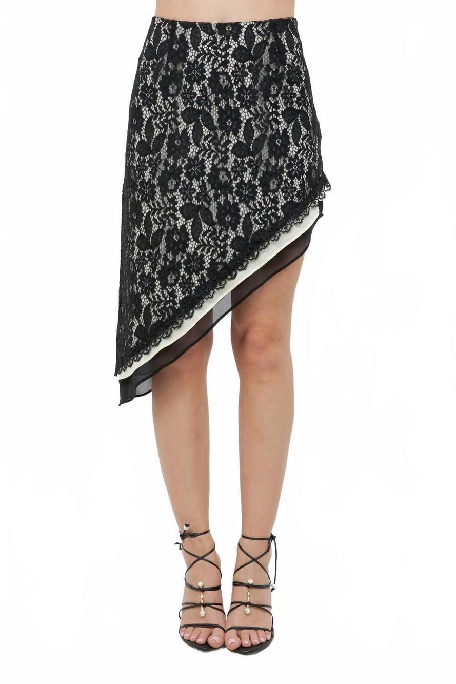 NEW WHITEROOM+CACTUS leila lace asymmetrical skirt in black/butter